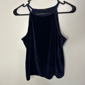 Only Navy Blue Spaghetti Strap Velvet Tank Top